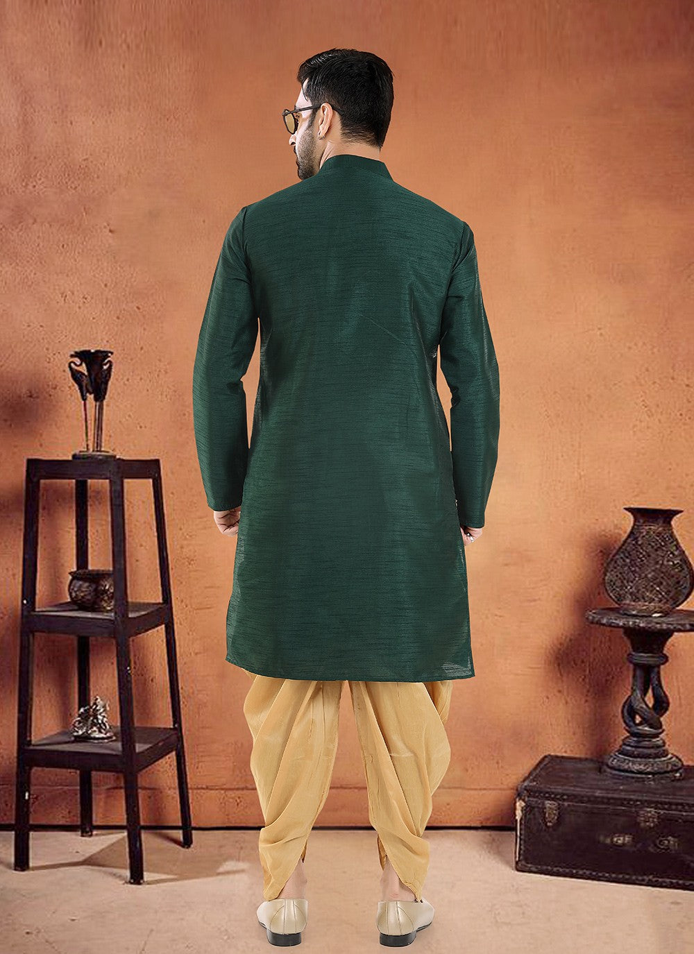 Designer Silk Green Sherwani - M8118