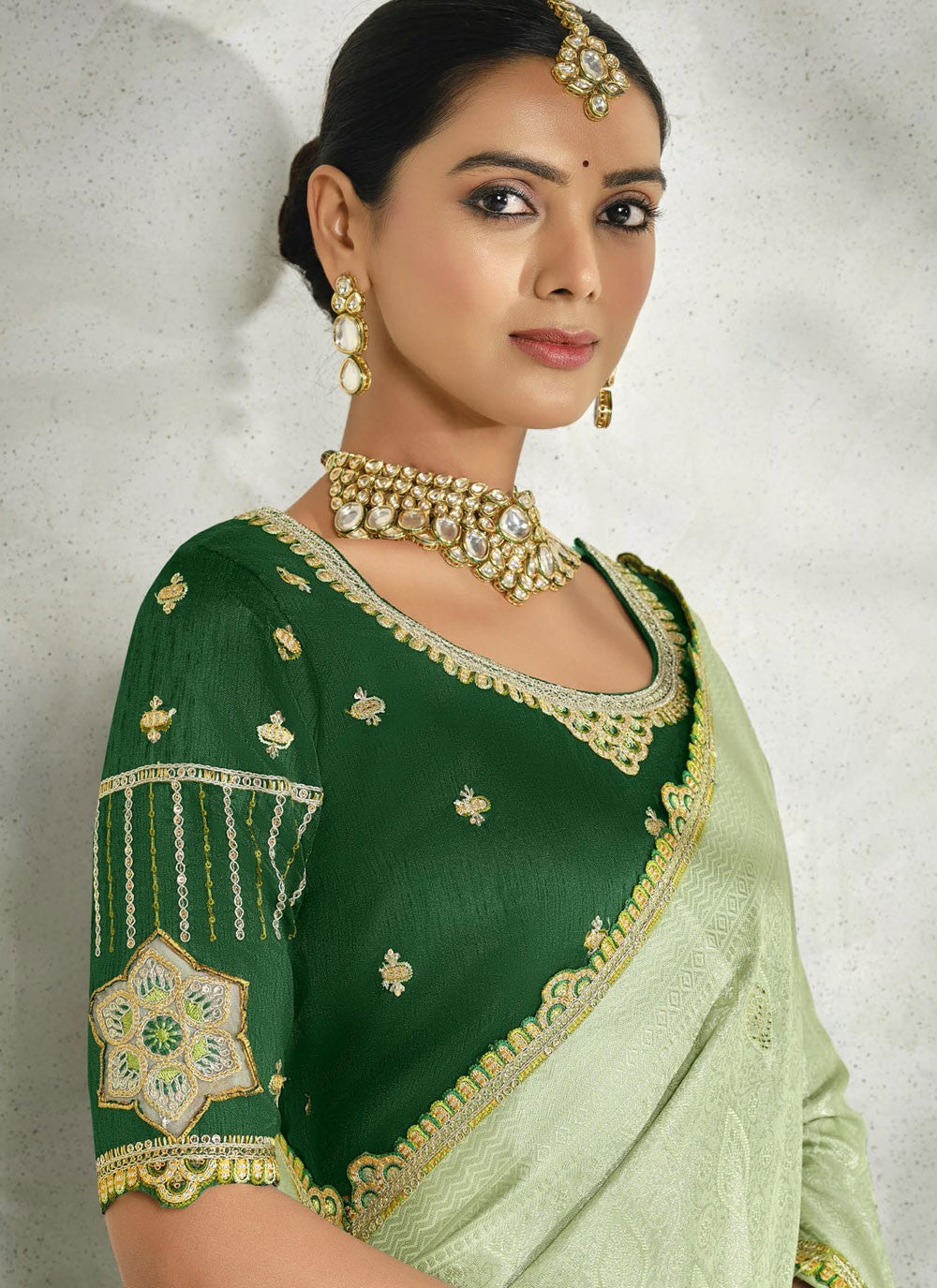 Border Work Silk Green Traditional Saree S15447