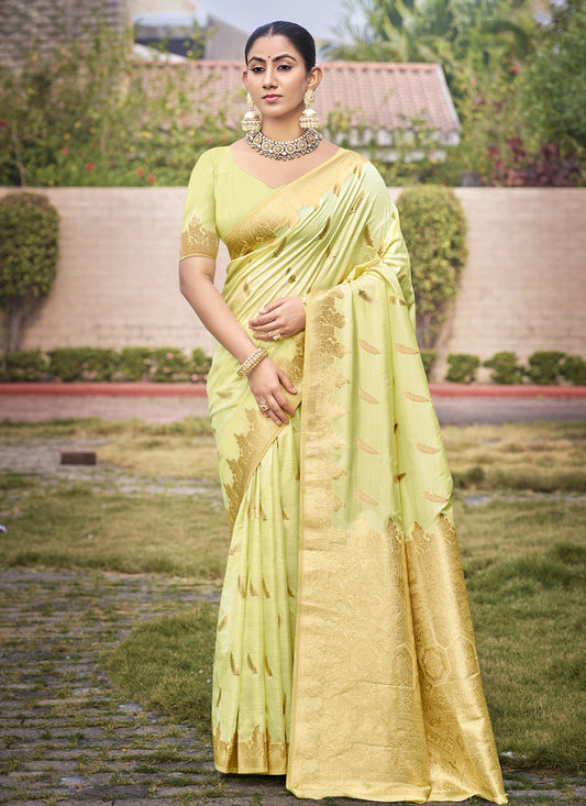Weaving Zari Silk Green Saree S14483