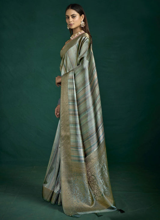 Green Silk Contemporary Saree Weaving Zari S19762