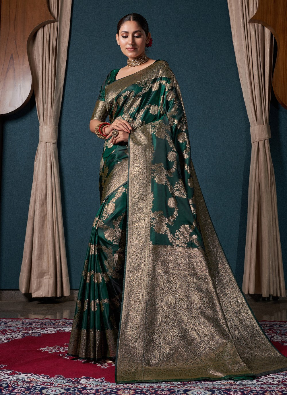 Classic Designer Satin Silk Saree - S3845