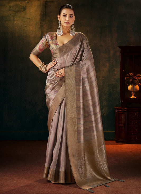 Grey Silk Trendy Saree Weaving Zari S19262