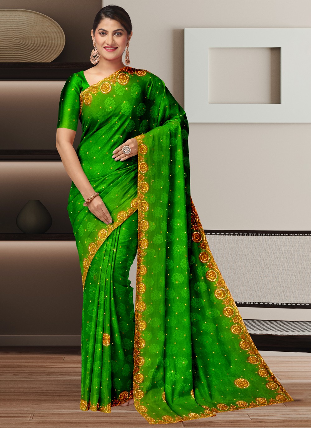 Classic Hand Embroidery Kanjivaram Silk Saree - S4109