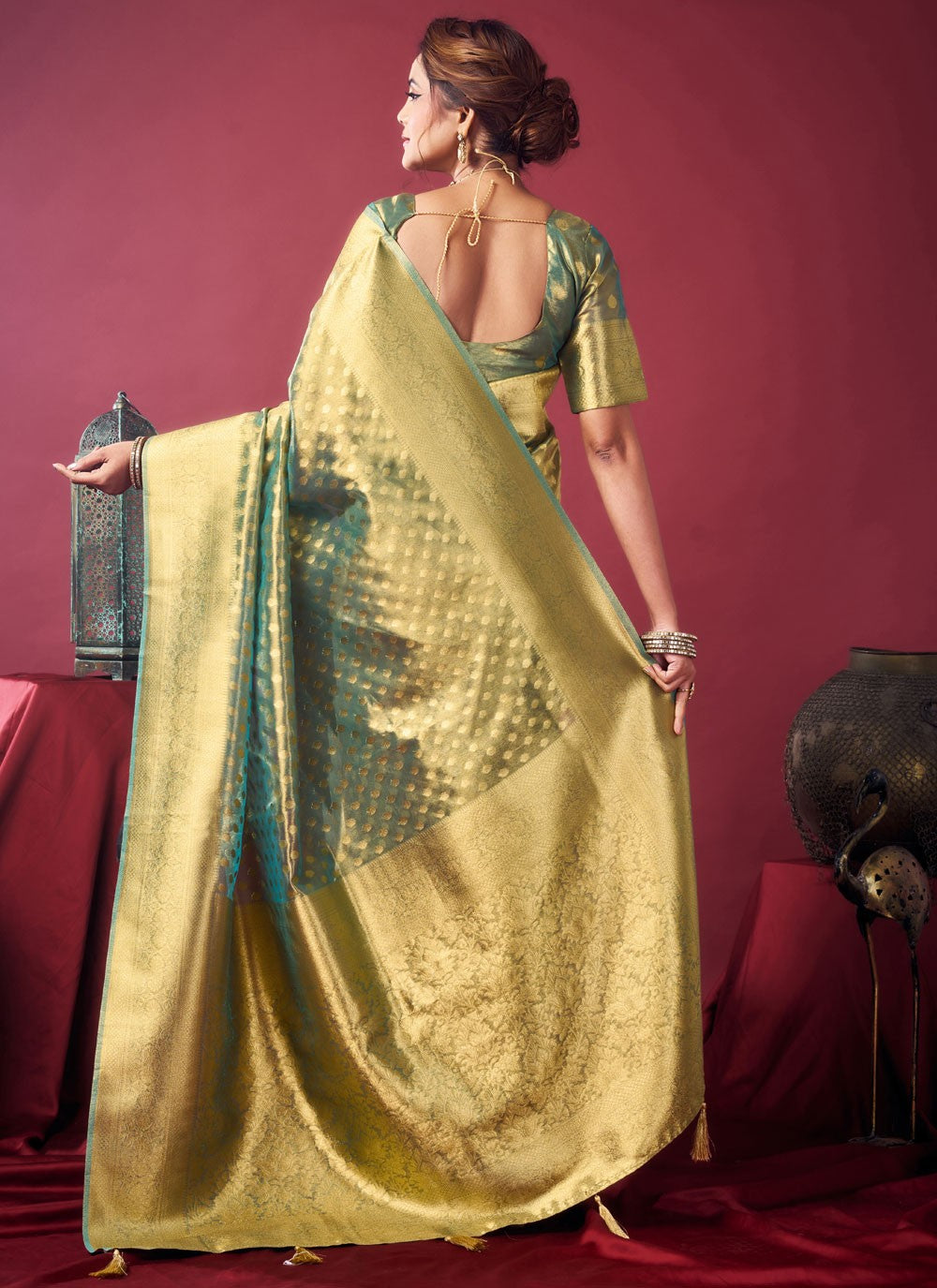 Blue Silk Classic Saree Jacquard Work S19392