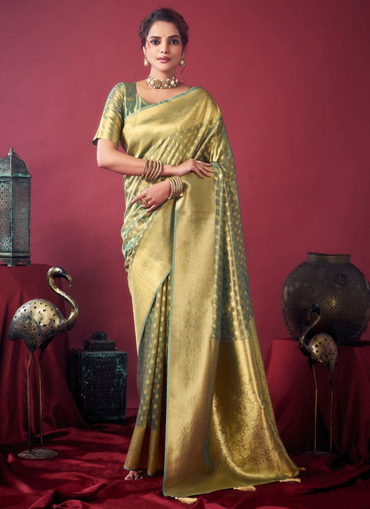 Blue Silk Classic Saree Jacquard Work S19392
