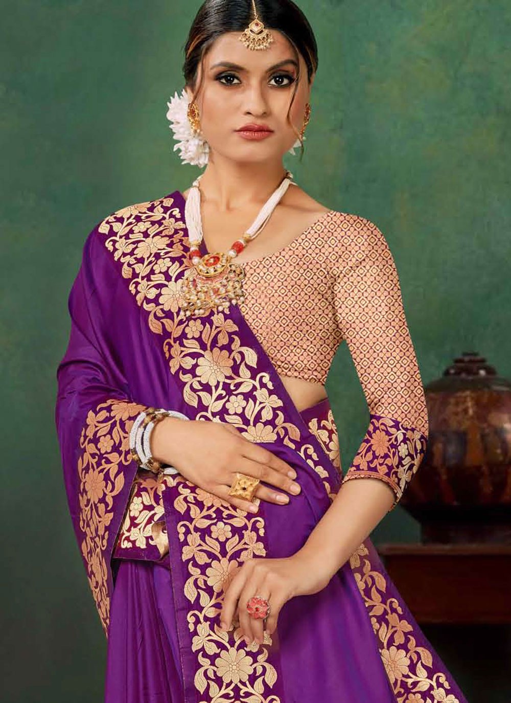 Classic Saree Jacquard Work Purple Silk S12891