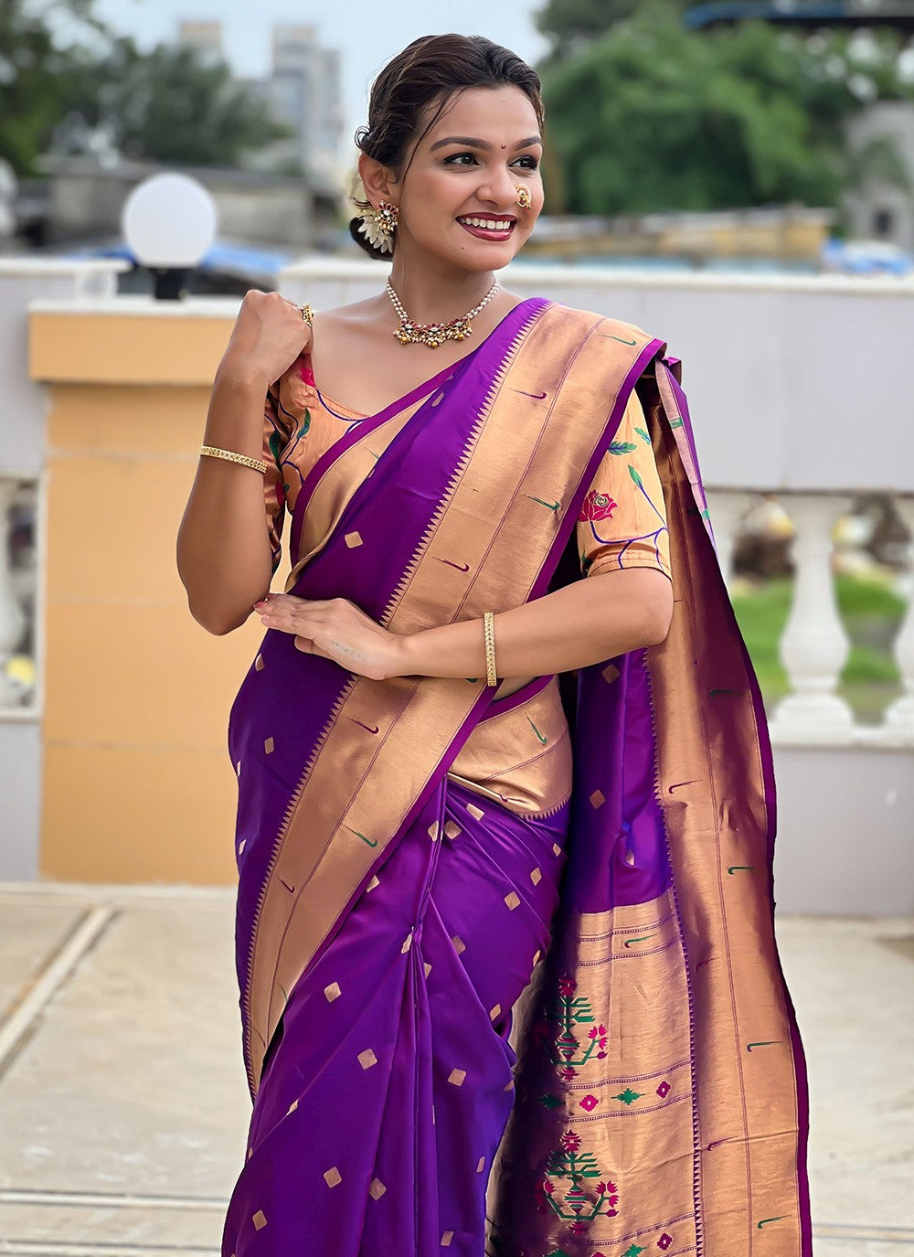 Purple Silk Contemporary Saree Jacquard Work S18314