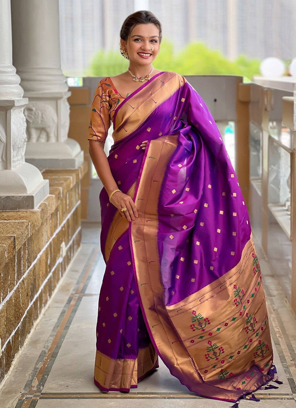 Purple Silk Contemporary Saree Jacquard Work S18314