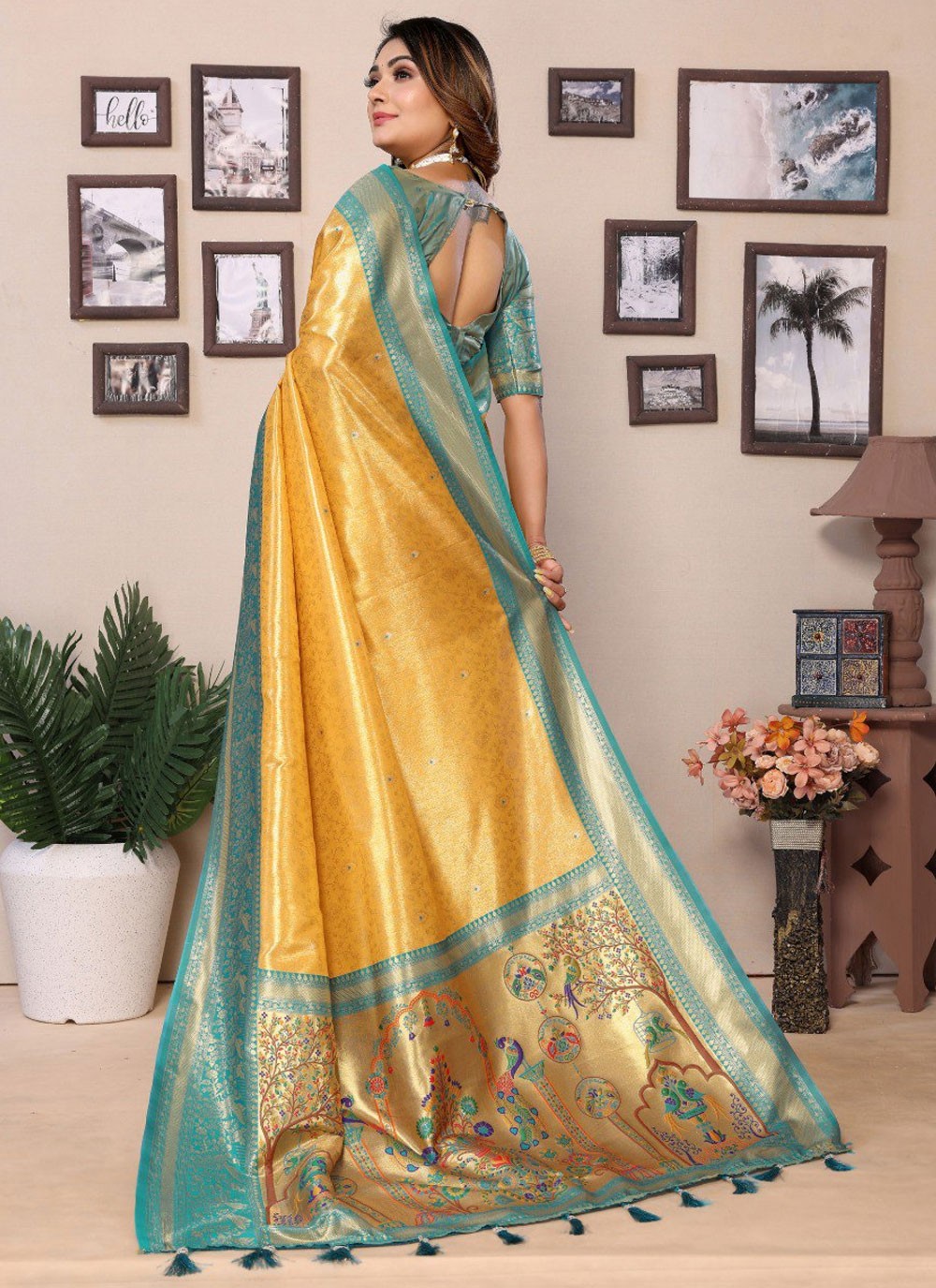 Designer Jacquard Work Mustard Silk S12899