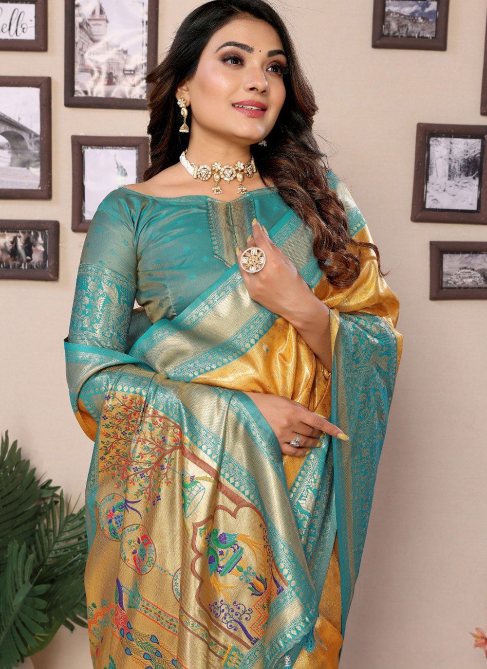 Designer Jacquard Work Mustard Silk Saree S12899