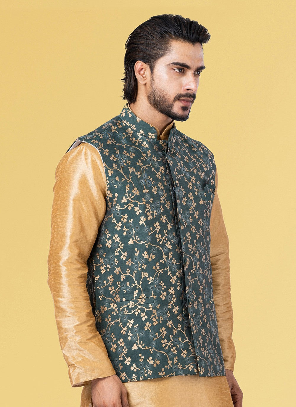 Jacquard Work Silk Rama Nehru Jackets - M7441