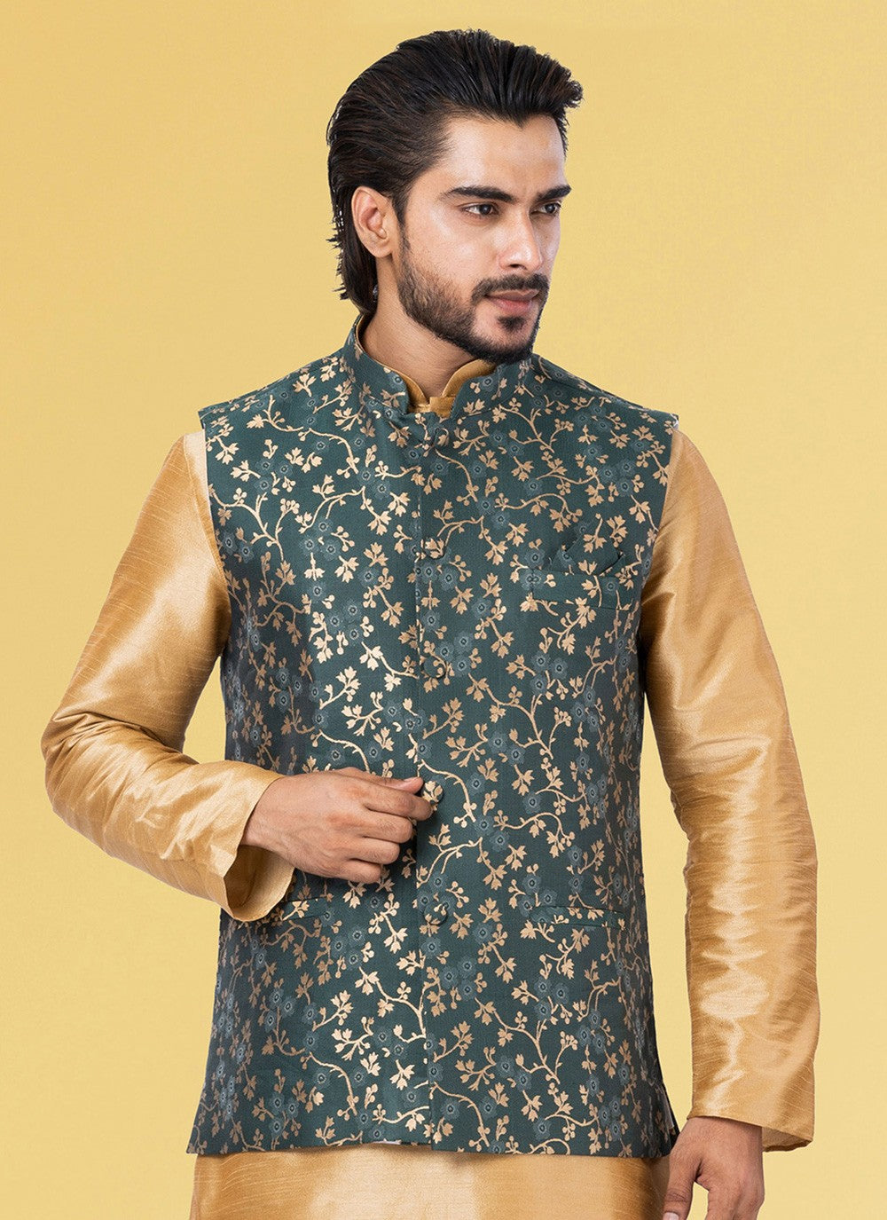 Jacquard Work Silk Rama Nehru Jackets - M7441