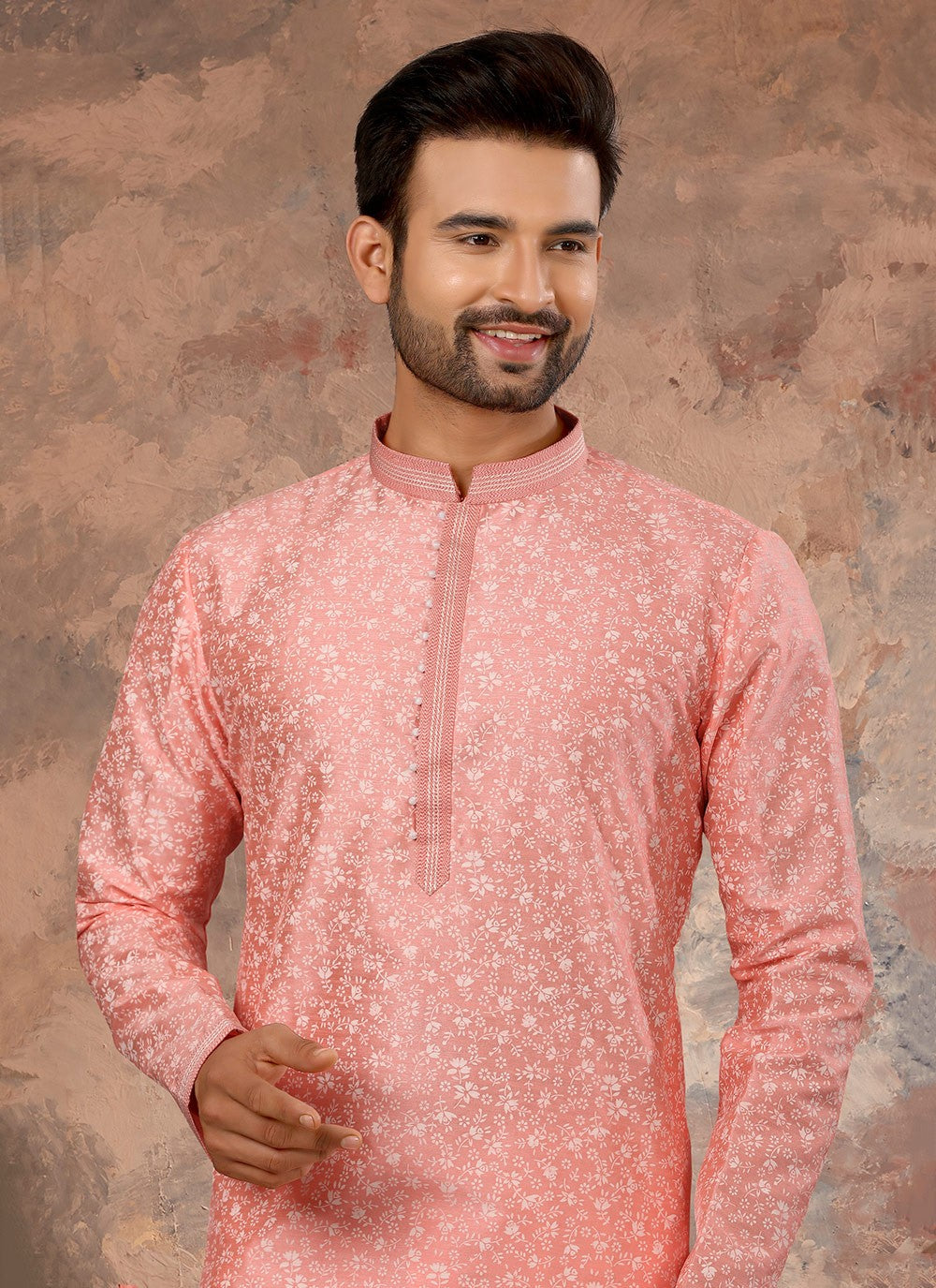 Digital Print Silk Pink Kurta - M5623