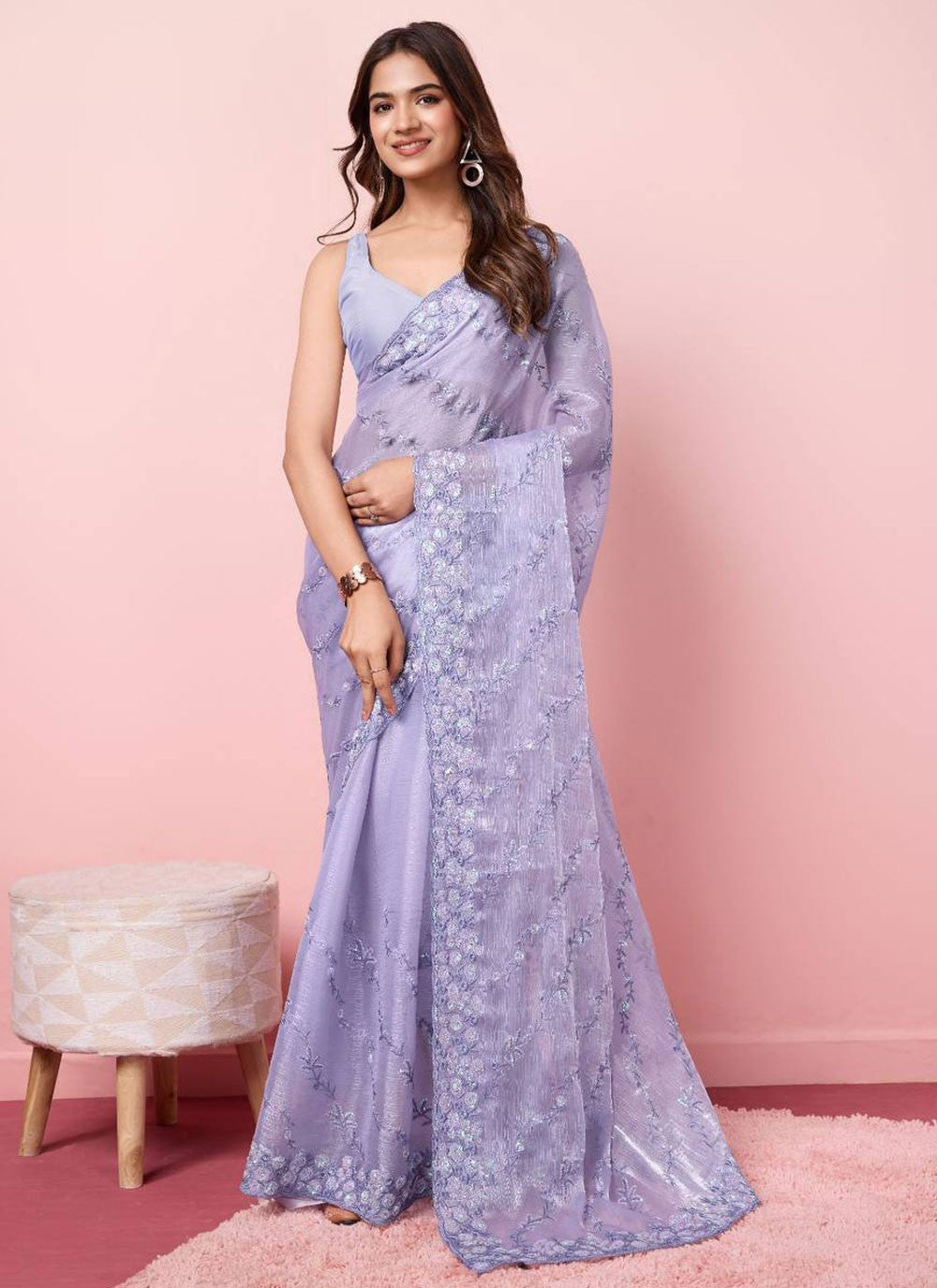 Classic Embroidered Silk Saree - S6482