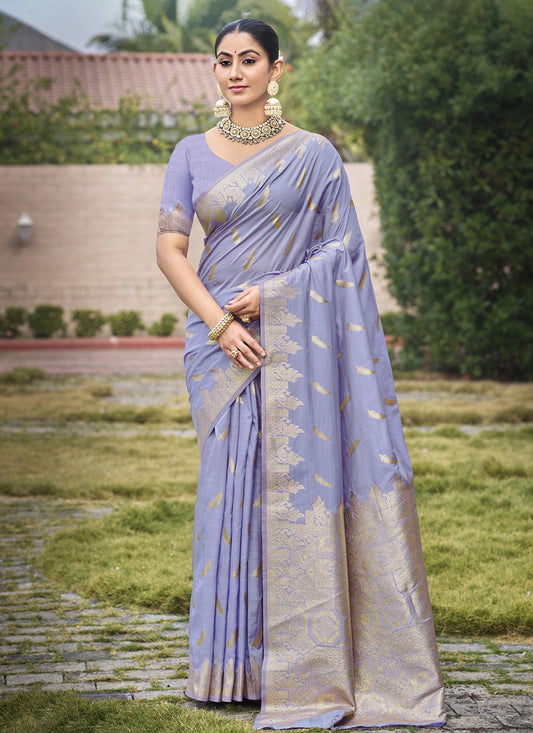 Weaving Zari Silk Lavender Saree S14482