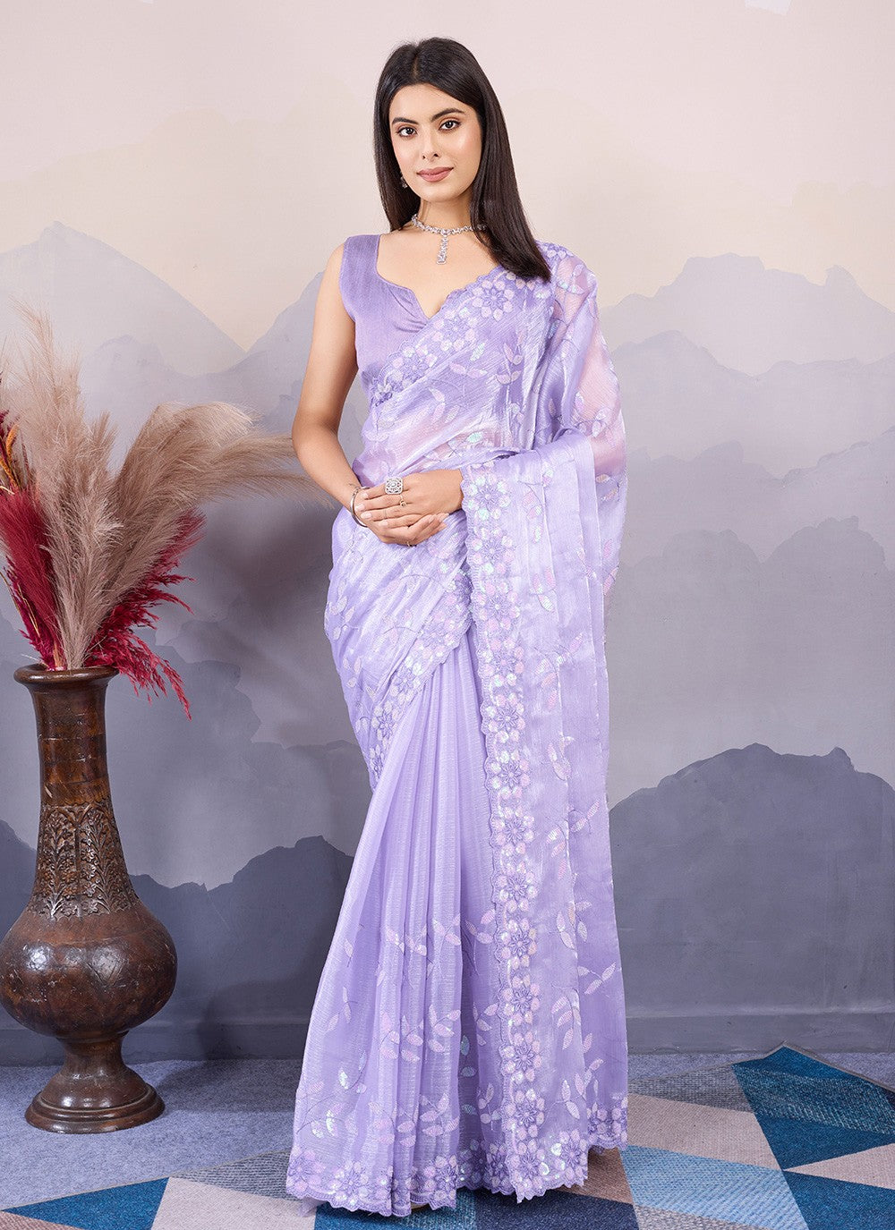 Classic Embroidered Silk Saree - S8532