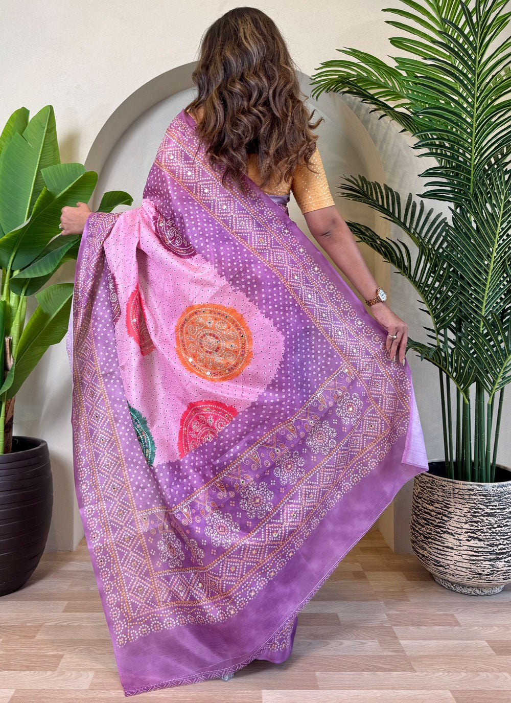 Embroidered Silk Lavender Trendy Saree S15194