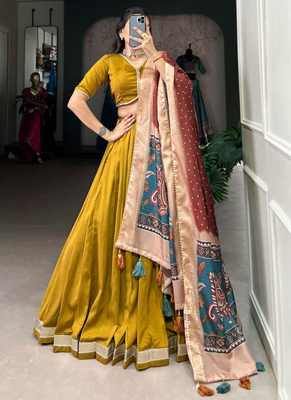 Lace Chinon, Silk A - Line Lehenga - L2946