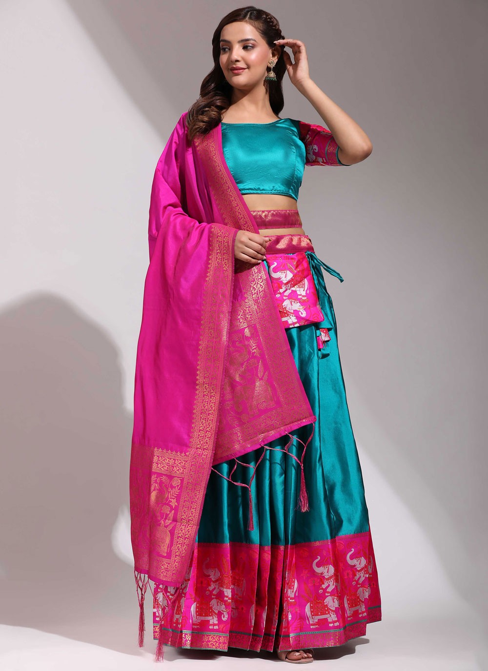 Weaving Zari Silk A - Line Lehenga - L2468