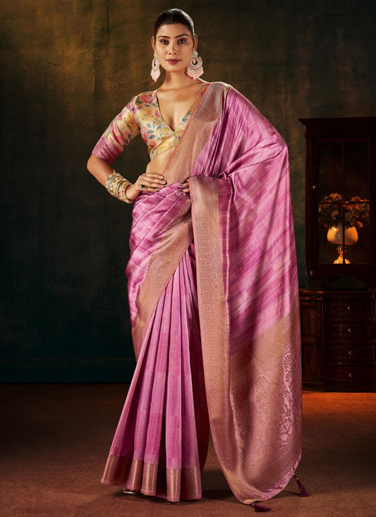 Magenta Silk Designer Saree Weaving Zari S19263