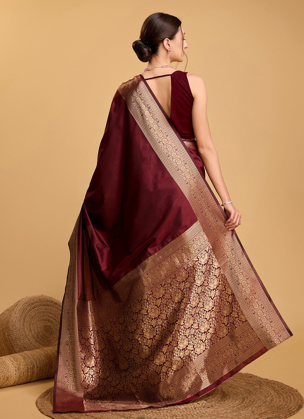Woven Silk Maroon Saree S13852