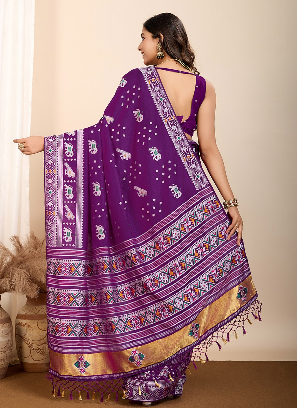Classic Saree Meenakari Purple Silk Saree S13486