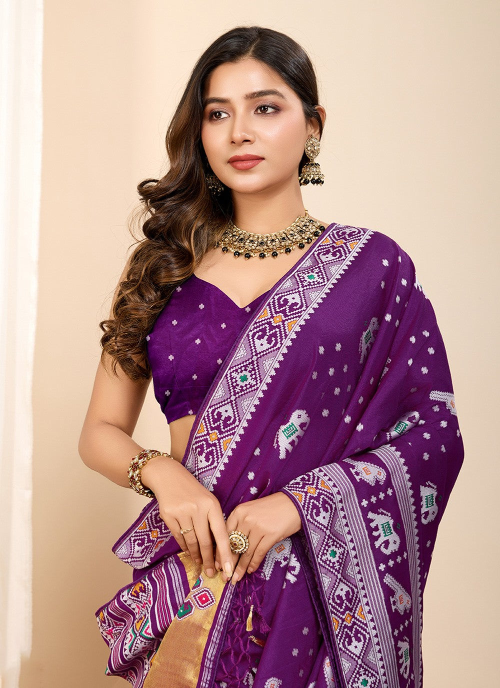 Classic Saree Meenakari Purple Silk Saree S13486
