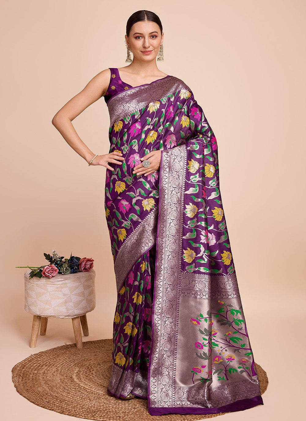 Classic Meenakari Paithni, Silk Saree - S6771