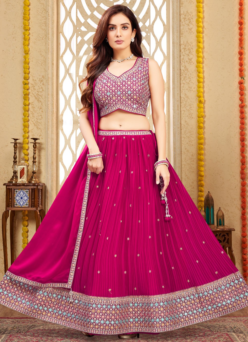 Embroidered Silk Readymade Lehenga Choli - L2650