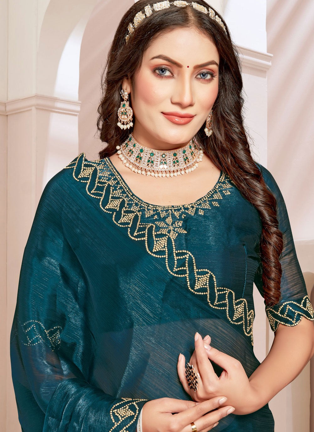 Classic Cut Work Silk Saree - S7798