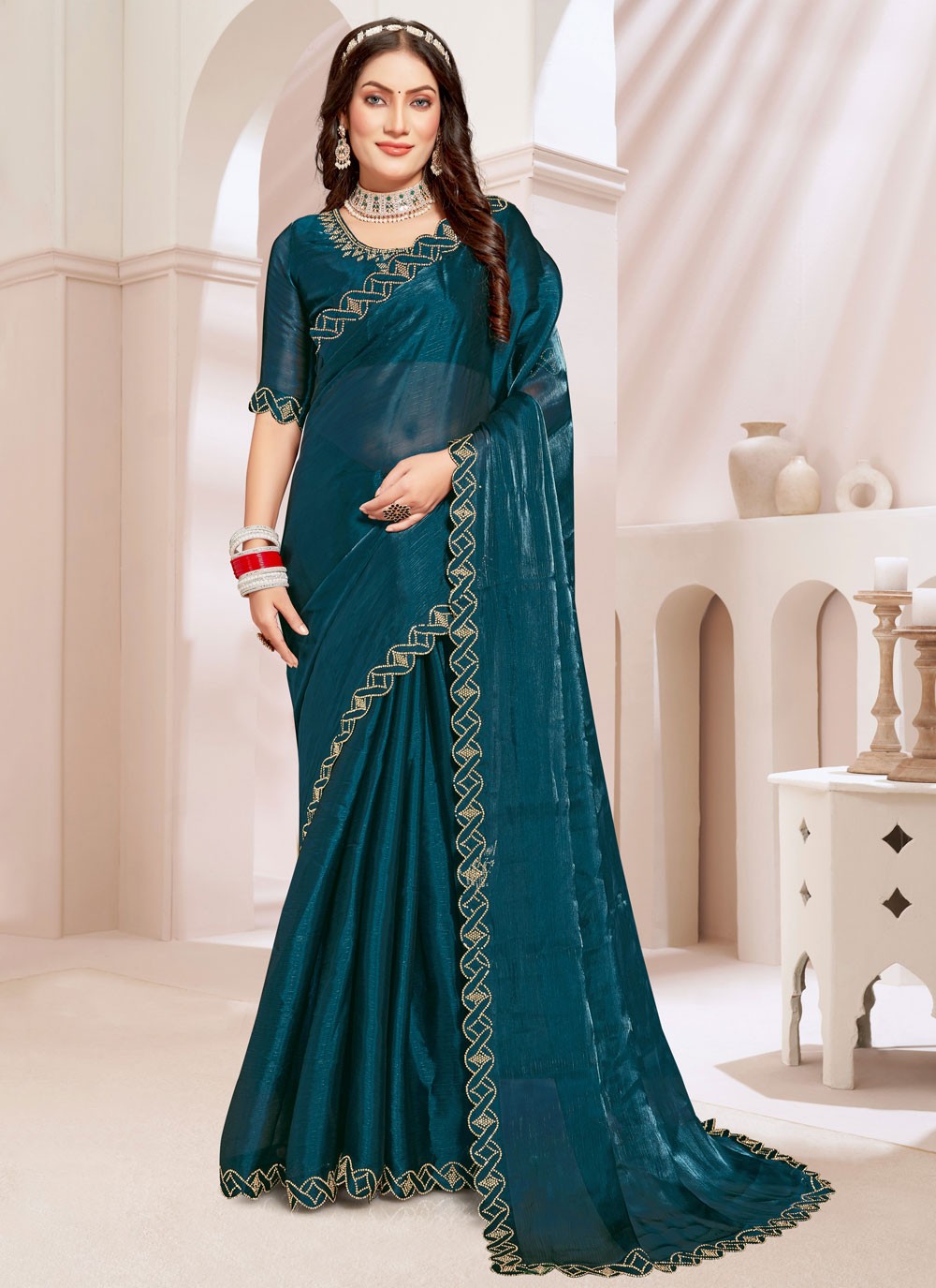 Classic Cut Work Silk Saree - S7798