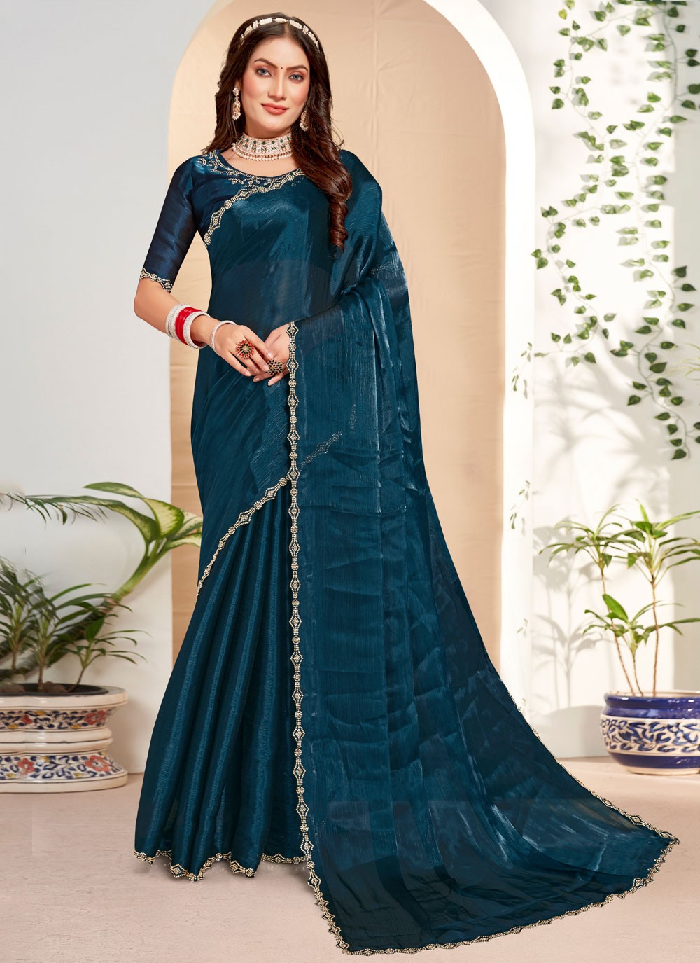 Classic Border Work Silk Saree - S7658