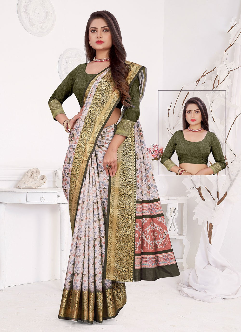 Trendy Digital Print Silk Saree - S4669