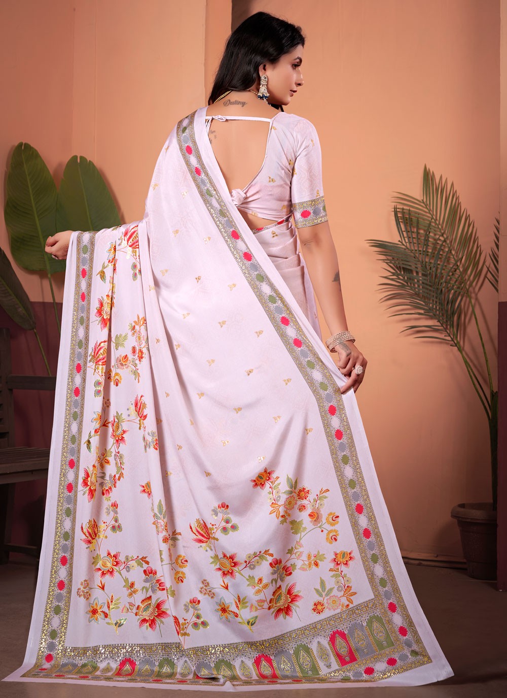 Floral Printed Silk Multi Colour Saree S13747