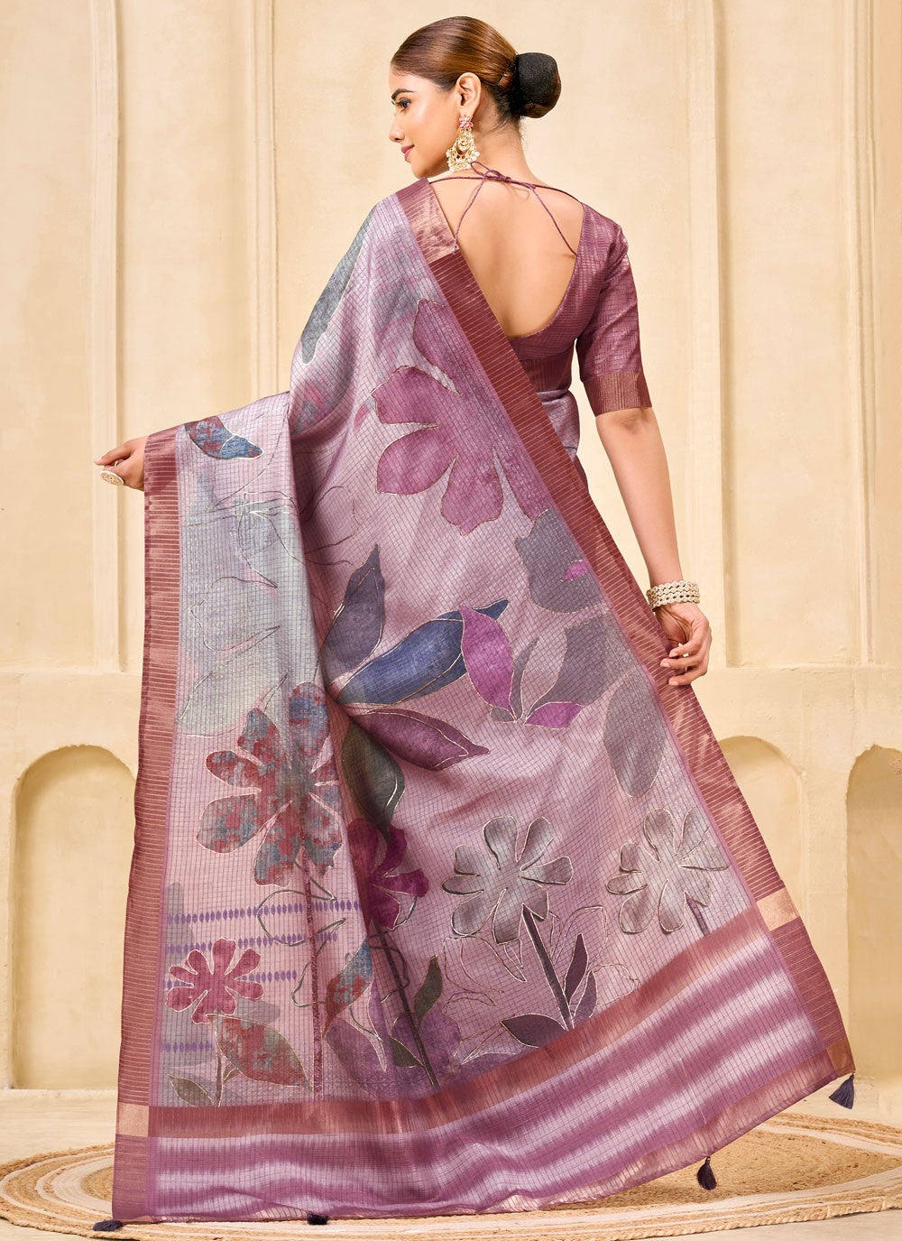Multi Colour Silk Contemporary Saree Floral Printed S19847