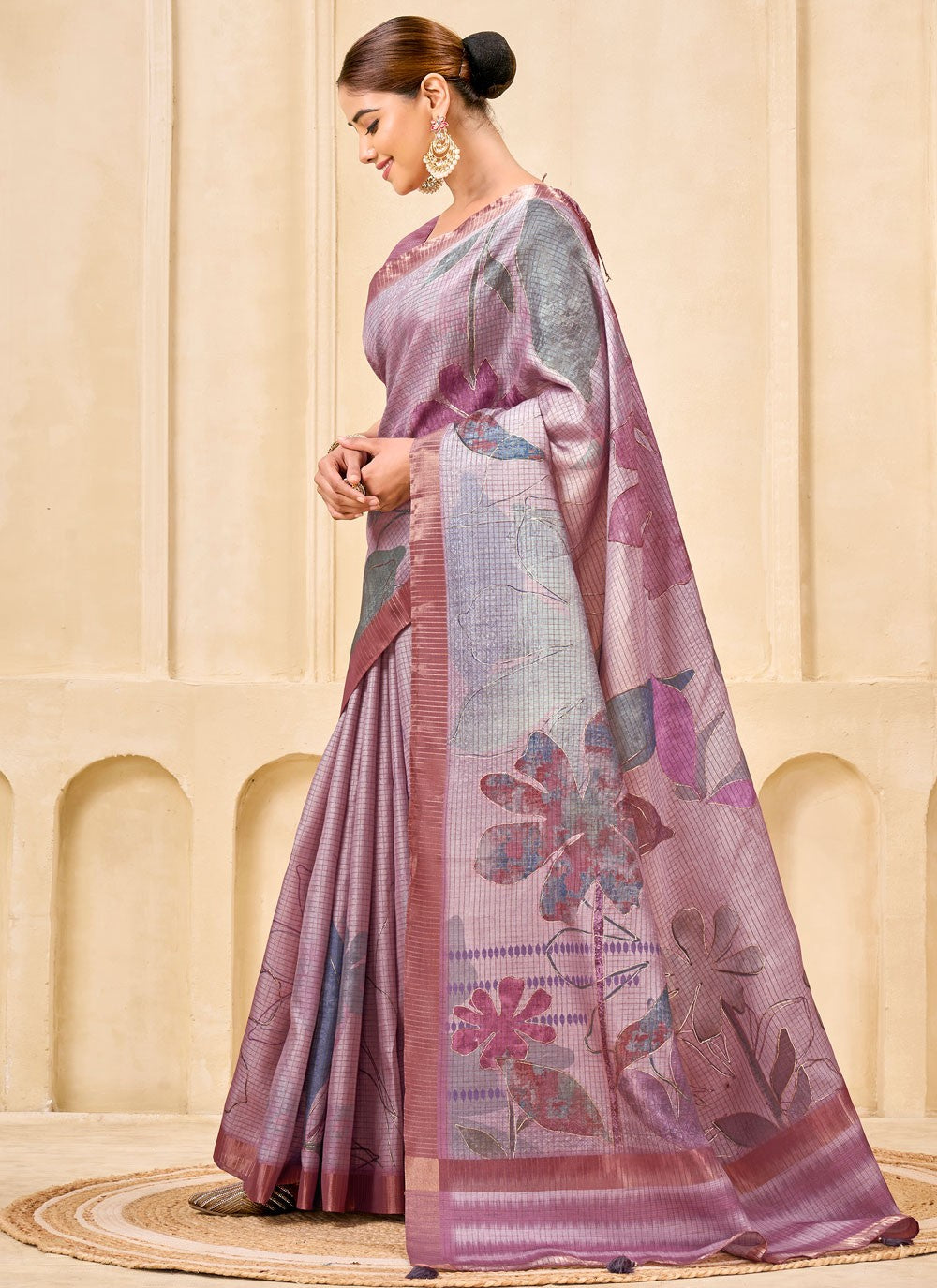 Multi Colour Silk Contemporary Saree Floral Printed S19847