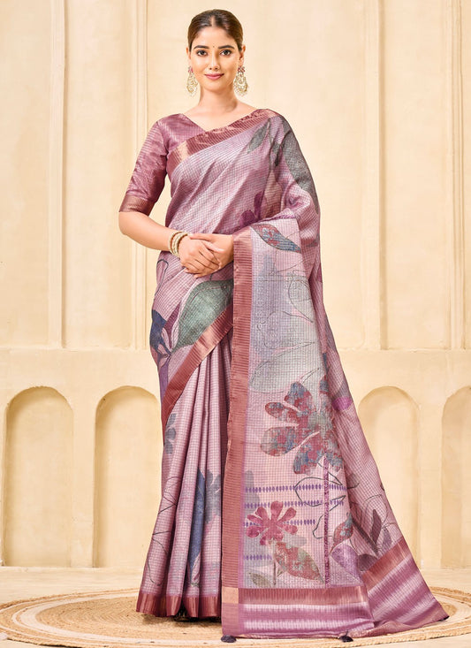 Multi Colour Silk Contemporary Saree Floral Printed S19847
