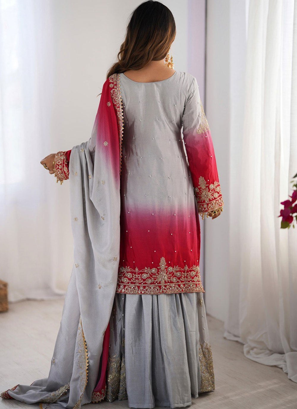 Sharara Suit Embroidered, Moti, Sequins, Zari Multi Colour T7461