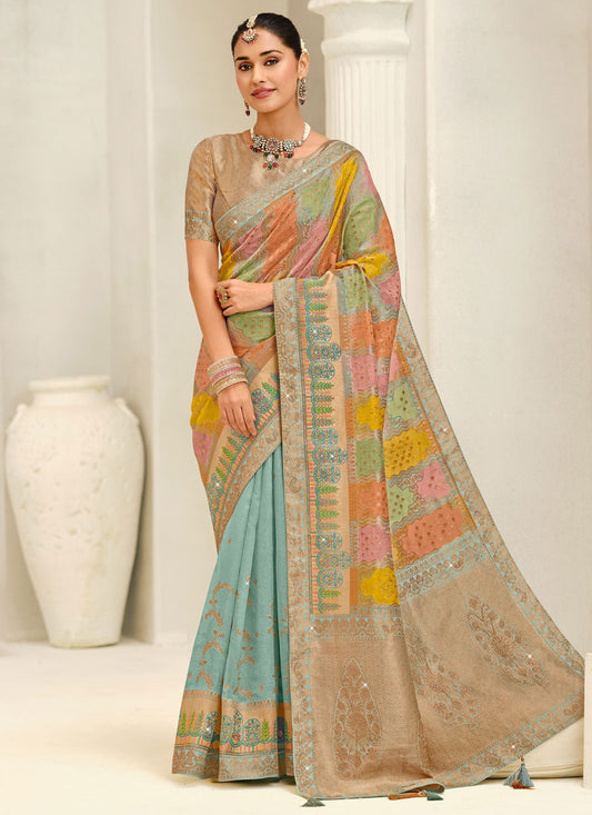 Multi Colour Silk Contemporary Saree Weaving Zari S20185