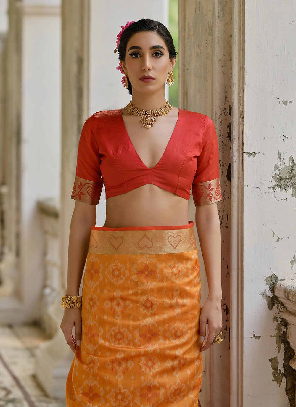 Classic Saree Woven Mustard Silk Saree S13711