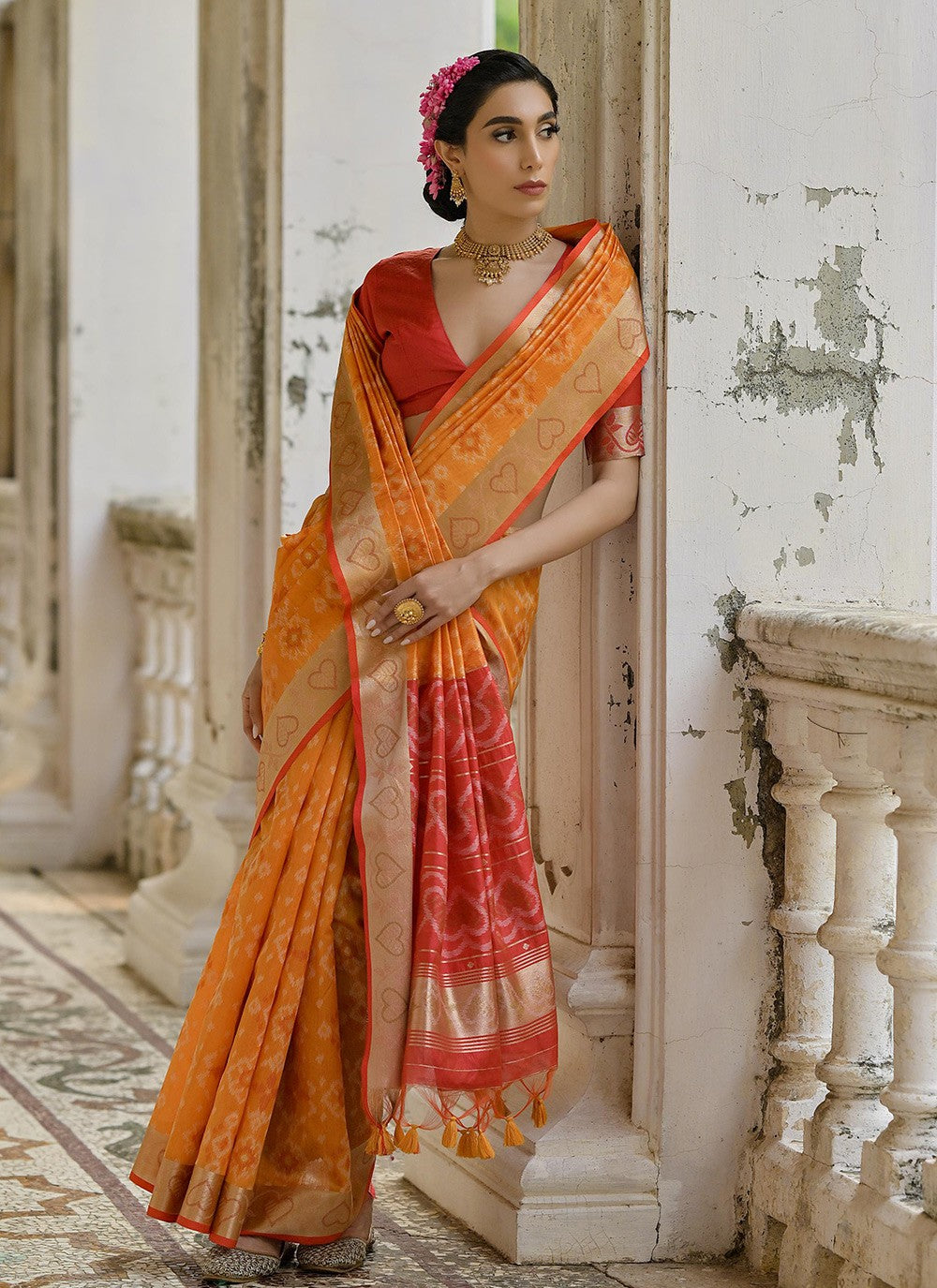 Classic Saree Woven Mustard Silk Saree S13711