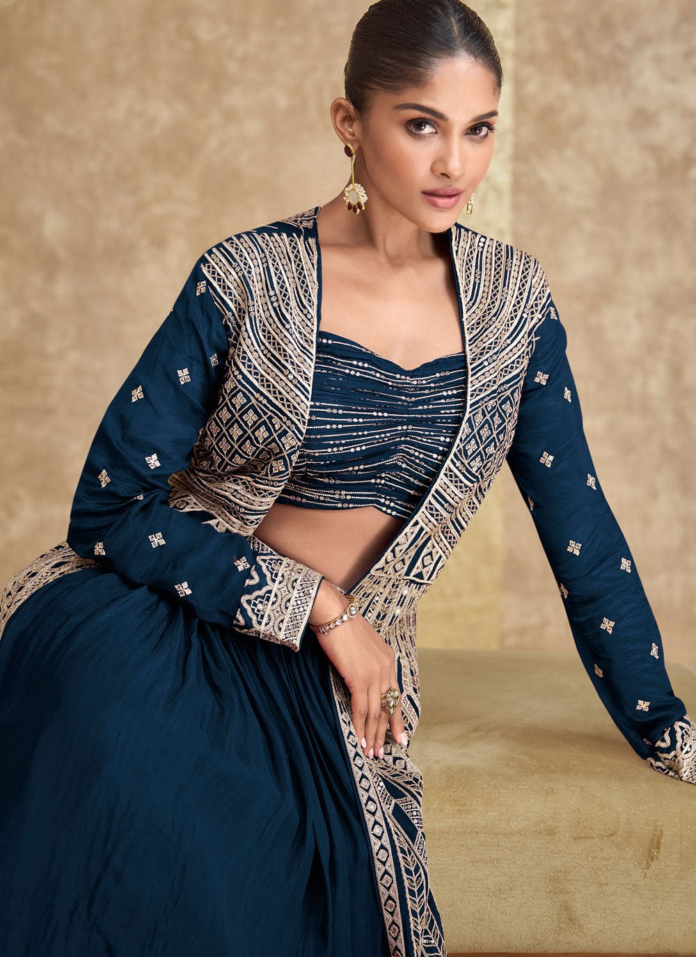 Plain Chinon, Silk Readymade Lehenga Choli - L2891