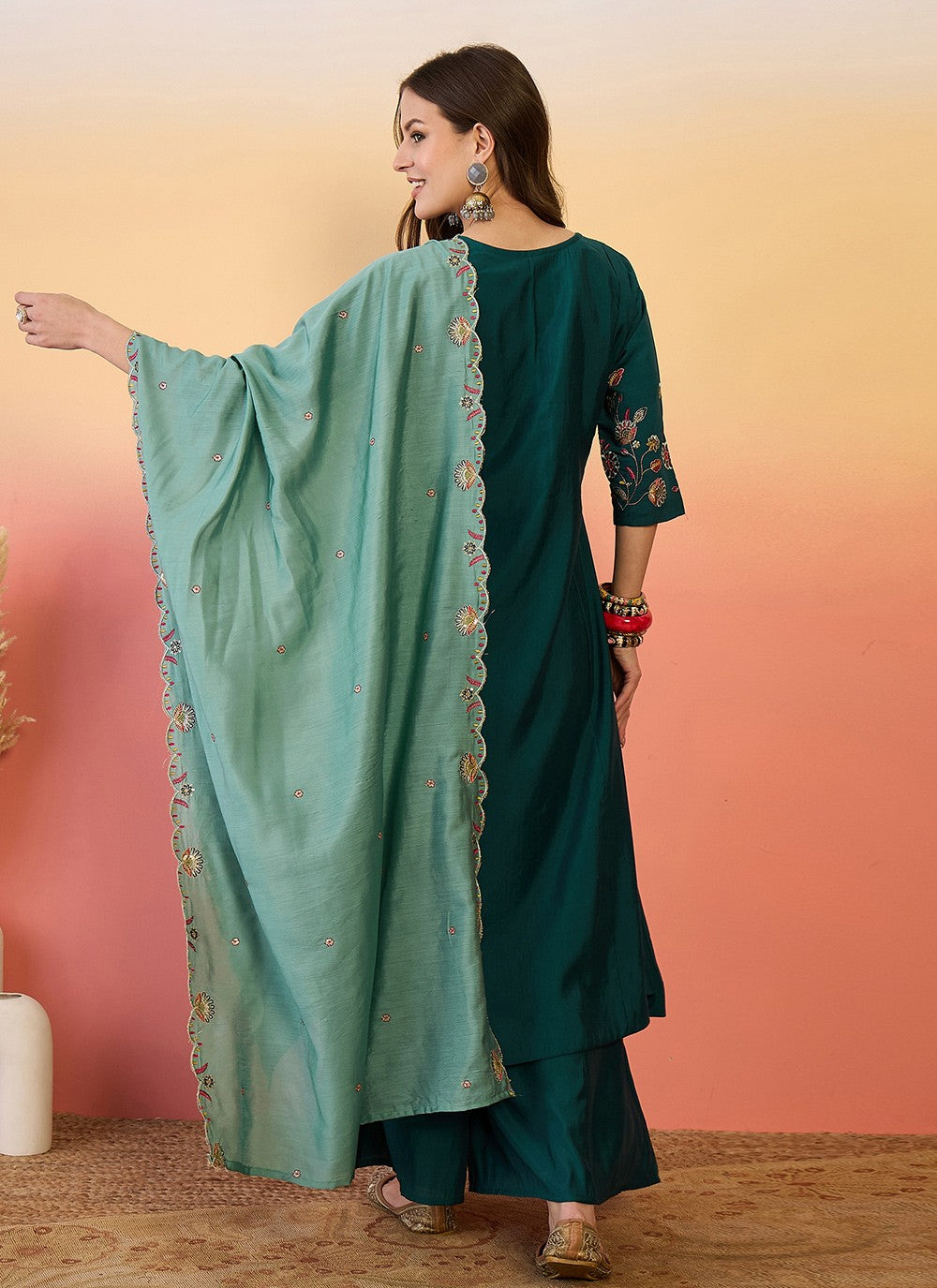 Palazzo Suit Embroidered Rama T6980