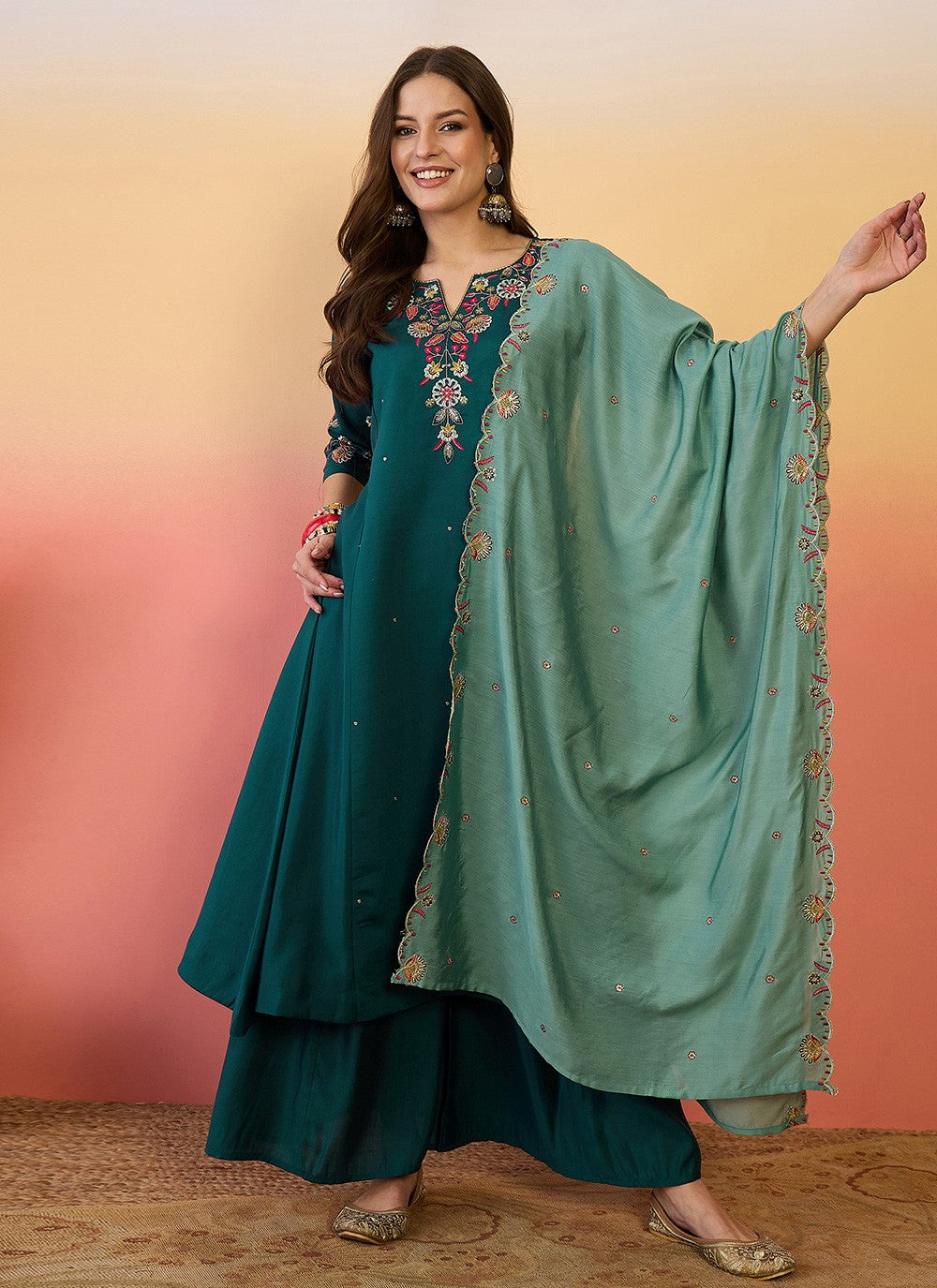 Palazzo Suit Embroidered Rama T6980