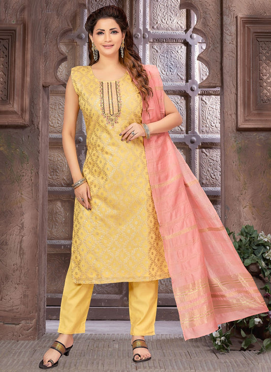 Archive Embroidered, Jacquard Work, Zari 316764 Yellow T6813