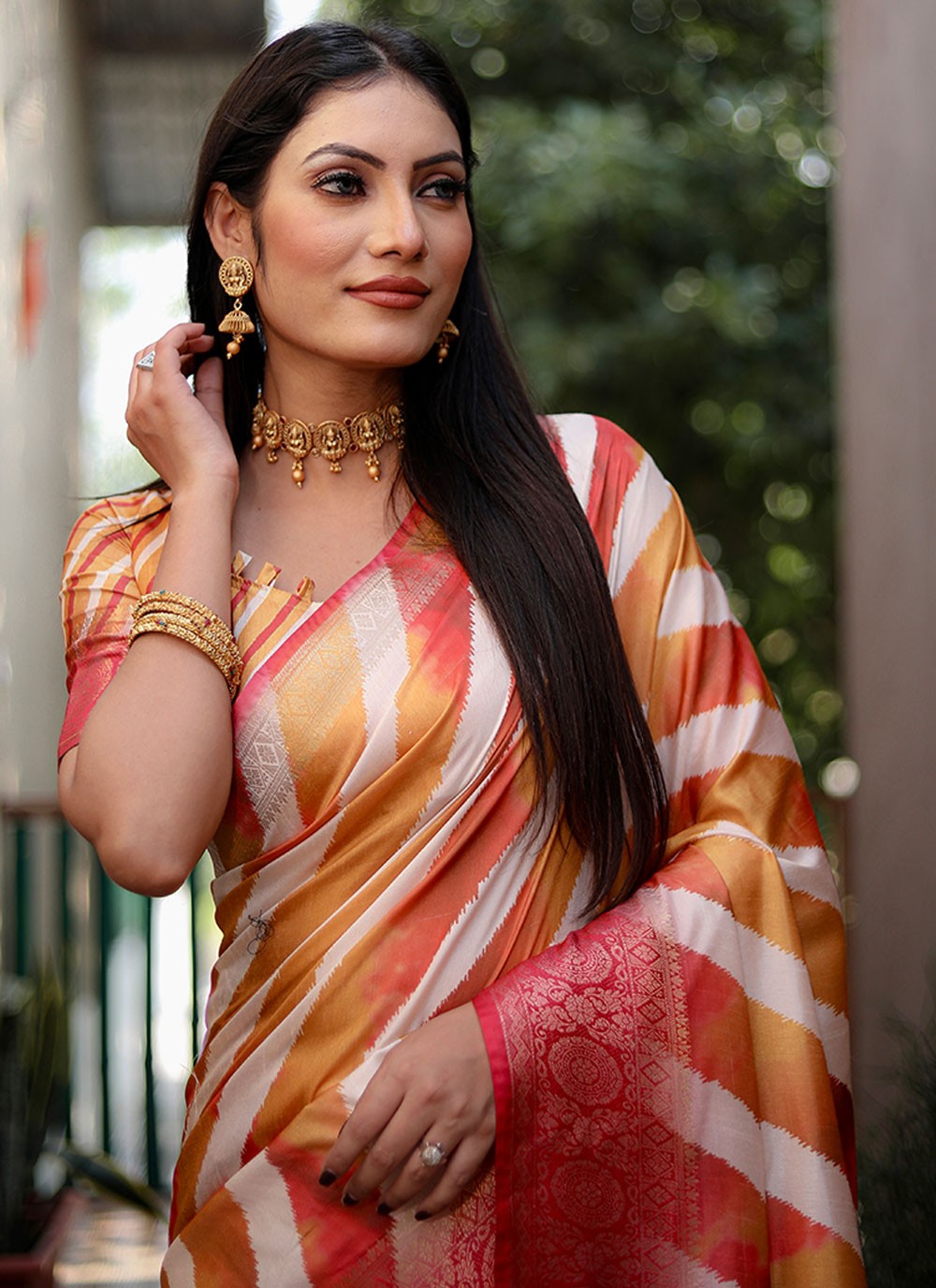 Classic Digital Print Silk Saree - S6910