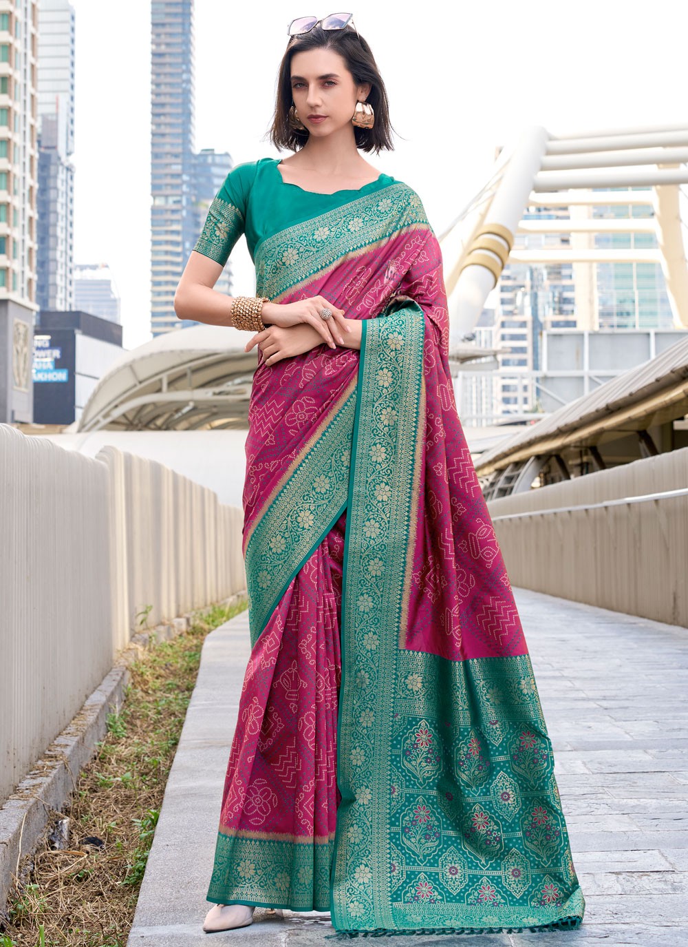 Multi Colour Silk Designer Saree Weaving Zari S18080