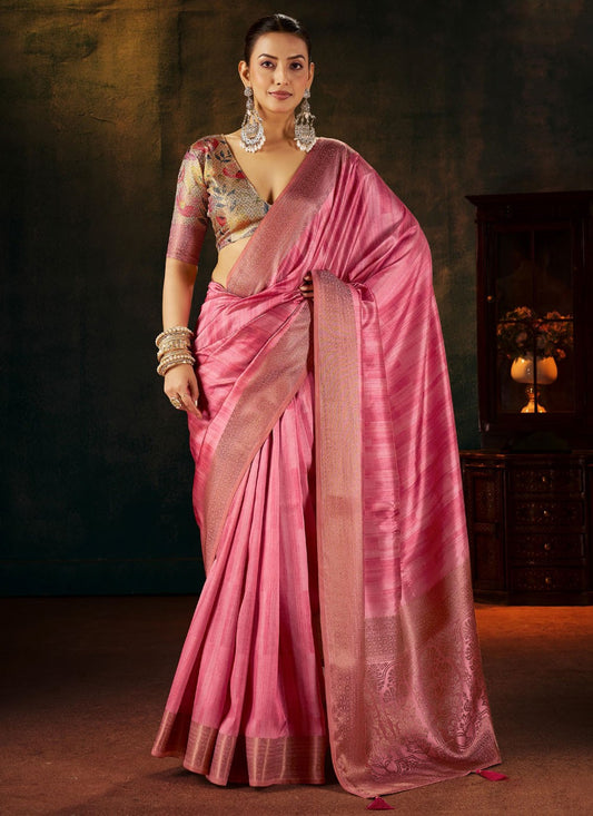 Pink Silk Classic Saree Weaving Zari S19255