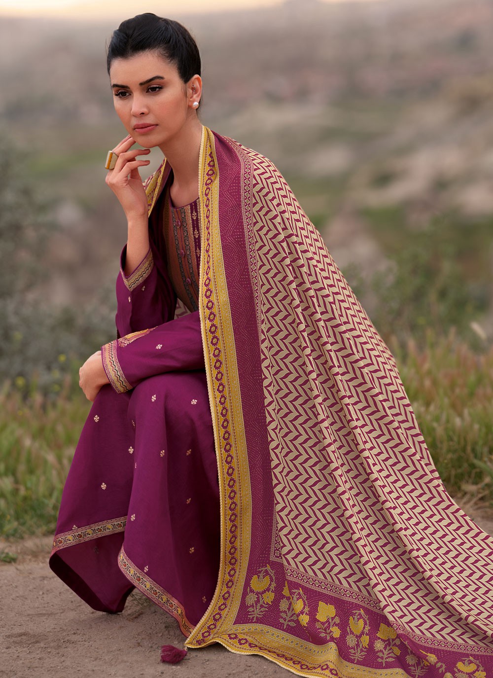 Silk Palazzo Suit - T1706