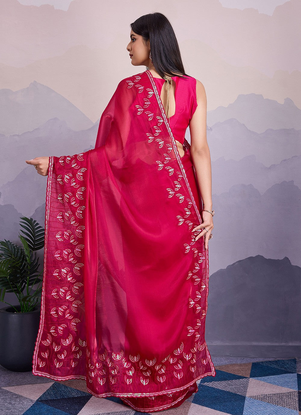 Traditional Embroidered Silk Saree - S8539